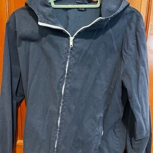 Black Hooded Zip-Up Jacket